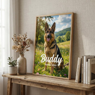 Persoonlijke huisdierfoto met eigen naam en datum  poster