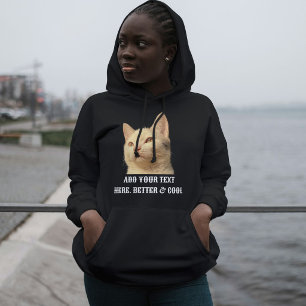 Persoonlijke huisdierfoto tekst zwart-wit kat moed hoodie