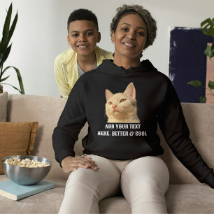 Persoonlijke huisdierfoto tekst zwart-wit kat moed hoodie