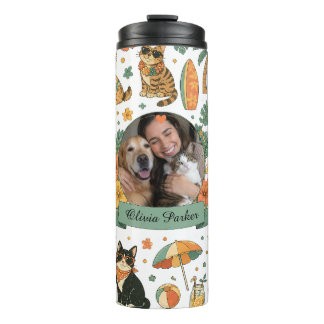 Persoonlijke huisdierfoto zomer thermische tumbler thermosbeker