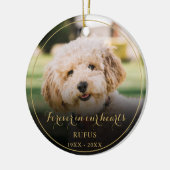 Persoonlijke huisdierherdenkingsfoto Gouden Script Keramisch Ornament (Links)