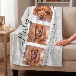 Persoonlijke huisdierherdenkingsfotocollage fleece deken