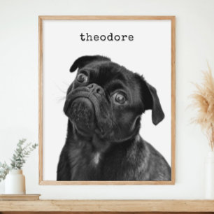 Persoonlijke huisdierhond foto naam minimalistisch poster