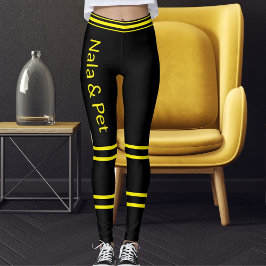 Persoonlijke Huisdierkat Moeder Naam Geel Zwart Ge Leggings