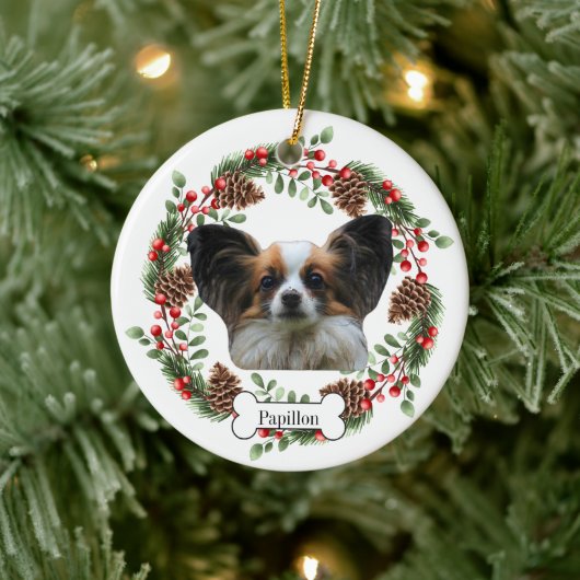 Persoonlijke huisdierornament voor Papillon-hond Keramisch Ornament (Boom)