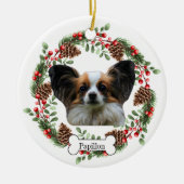 Persoonlijke huisdierornament voor Papillon-hond Keramisch Ornament (Voorkant)