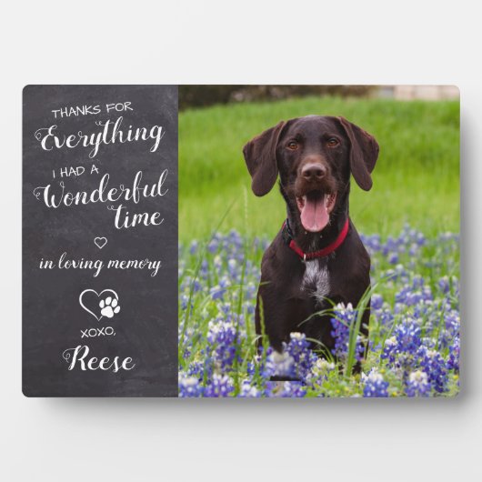 Persoonlijke huisdierverlies hond herdenking aange fotoplaat (voorkant)