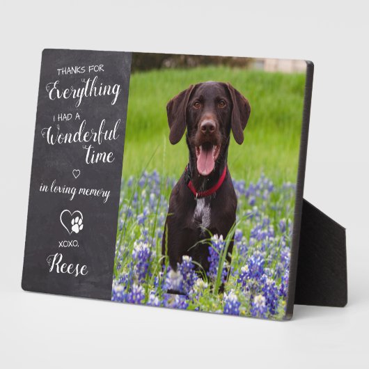 Persoonlijke huisdierverlies hond herdenking aange fotoplaat (Zijkant)