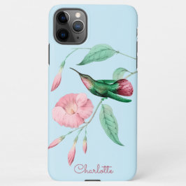 Persoonlijke Hummingbird Floral Voeg naam toe iPhone 11Pro Max Hoesje