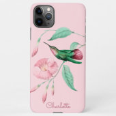 Persoonlijke Hummingbird Floral Voeg naam toe iPhone Hoesje (Achterkant)