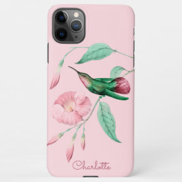 Persoonlijke Hummingbird Floral Voeg naam toe iPhone 11Pro Max Hoesje