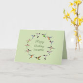 Persoonlijke Hummingbird Happy Birthday Card Kaart (Gele Bloem)