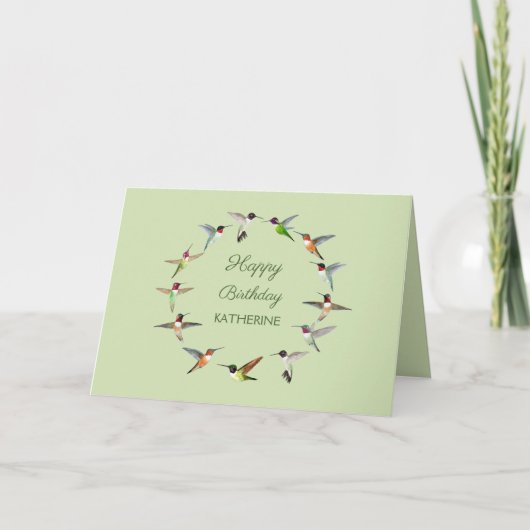 Persoonlijke Hummingbird Happy Birthday Card Kaart (Voorkant)
