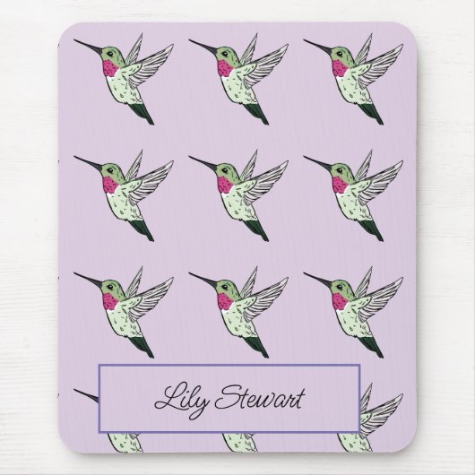 Persoonlijke Hummingbird Lavender Mousepad Muismat (Voorkant)