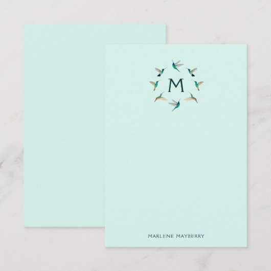 Persoonlijke Hummingbird Note Kaart (Voorkant / Achterkant)