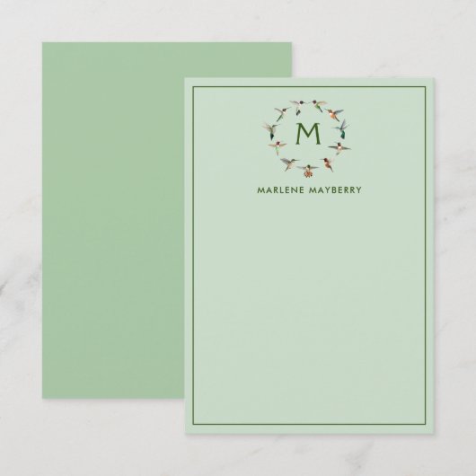 Persoonlijke Hummingbird Note Kaart (Voorkant / Achterkant)