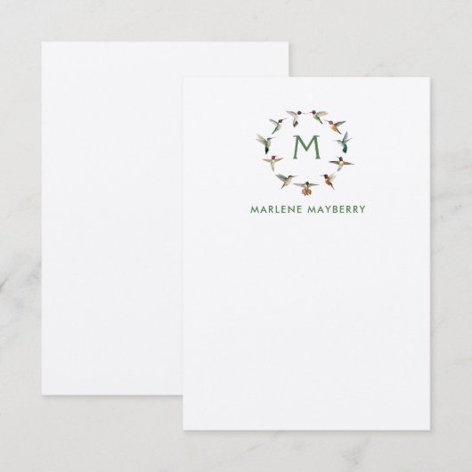 Persoonlijke Hummingbird Note Kaart (Voorkant / Achterkant)