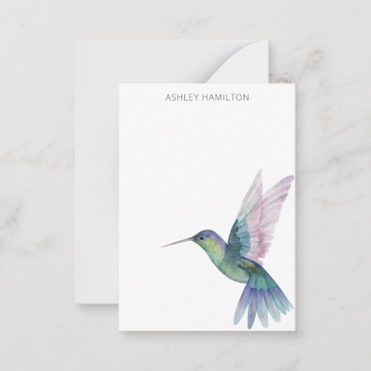 Persoonlijke Hummingbird Waterverf Note Card Notitiekaartje (Voorkant)