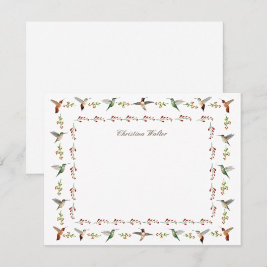 Persoonlijke Hummingvogels Notitiekaartje (Voorkant / Achterkant)