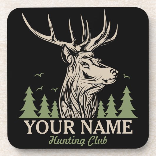 Persoonlijke Hunter Deer Elk Antler Hunting Club Bier Onderzetter (Voorkant)
