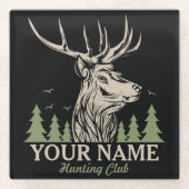 Persoonlijke Hunter Deer Elk Antler Hunting Club Glazen Onderzetter (Voorkant)