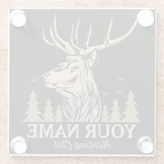 Persoonlijke Hunter Deer Elk Antler Hunting Club Glazen Onderzetter (Achterkant)