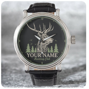 Persoonlijke Hunter Deer Elk Antler Hunting Club Horloge