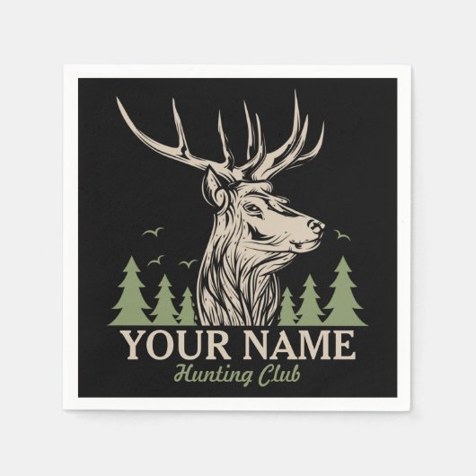 Persoonlijke Hunter Deer Elk Antler Hunting Club Servet (Voorkant)