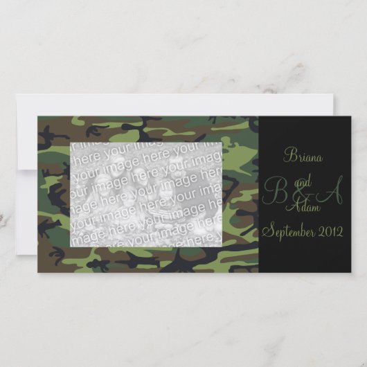 Persoonlijke Hunter Green Camo-Lijst Fotokaart Aankondiging (Voorkant)