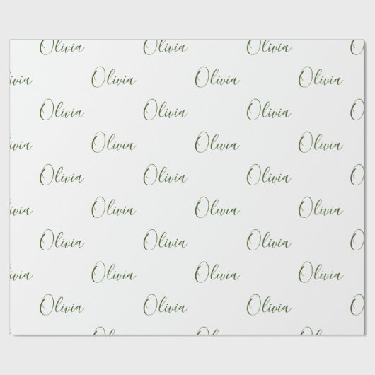 Persoonlijke Hunter Green Elegant Name Cadeaupapier (Vlak)