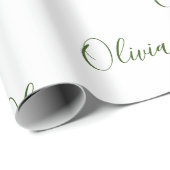 Persoonlijke Hunter Green Elegant Name Cadeaupapier (Rol Hoek)