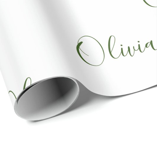 Persoonlijke Hunter Green Elegant Name Cadeaupapier (Rol Hoek)