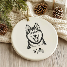 Persoonlijke Husky-hond Kerstmis Keramisch Ornament