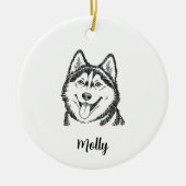 Persoonlijke Husky-hond Kerstmis Keramisch Ornament (Voorkant)