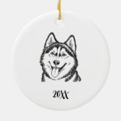 Persoonlijke Husky-hond Kerstmis Keramisch Ornament (Achterkant)
