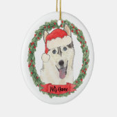 Persoonlijke Husky Kerstmis Keramisch Ornament (Rechts)