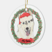 Persoonlijke Husky Kerstmis Keramisch Ornament (Links)
