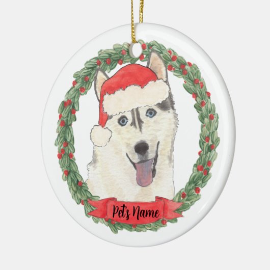 Persoonlijke Husky Kerstmis Keramisch Ornament (Links)