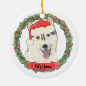 Persoonlijke Husky Kerstmis Keramisch Ornament (Achterkant)
