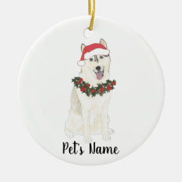 Persoonlijke Husky Kerstmis Keramisch Ornament
