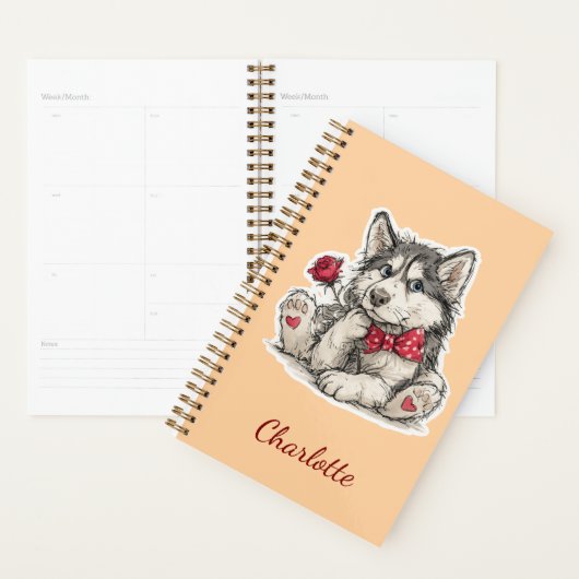 Persoonlijke Husky met aangepaste naam Planner (Display)