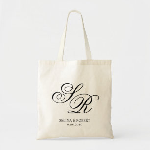 Persoonlijke huwelijks-welkomsttas met monogram in tote bag