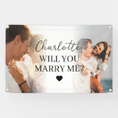 Persoonlijke huwelijksaanzoek buiten met 2 foto's spandoek (Horizontaal)