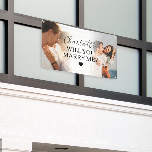 Persoonlijke huwelijksaanzoek buiten met 2 foto's spandoek (Buitenkant Gebouw)