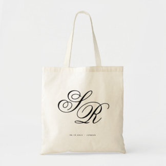Persoonlijke huwelijksbegroeting met monogram eers tote bag