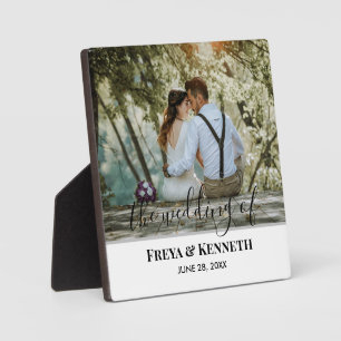 Persoonlijke huwelijksfoto met moderne kalligrafie fotoplaat