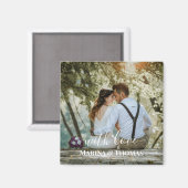 Persoonlijke huwelijksfoto met moderne kalligrafie magneet (Voorkant / Achterkant)