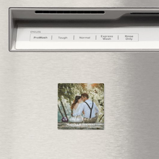 Persoonlijke huwelijksfoto met moderne kalligrafie magneet (Insitu (Vaatwasser))