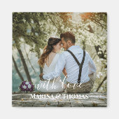 Persoonlijke huwelijksfoto met moderne kalligrafie magneet (Voorkant)