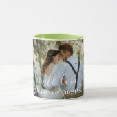 Persoonlijke huwelijksfoto met moderne kalligrafie mok (Midden)